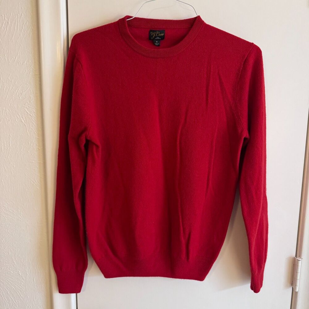 Mens M J Crew 100% Cashmere Red Long Sleeve Sweater VGUC